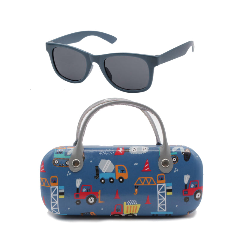 Classic Blue Sunglasses with Trucks Zipper Case