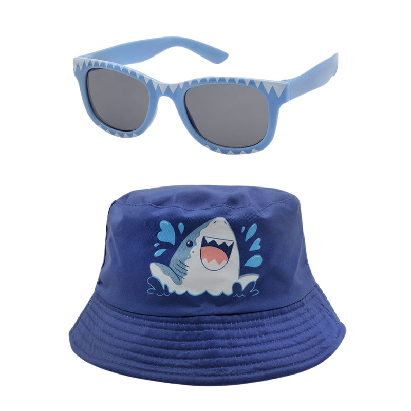 Shark Light Blue Shades & Bucket Hat Combo