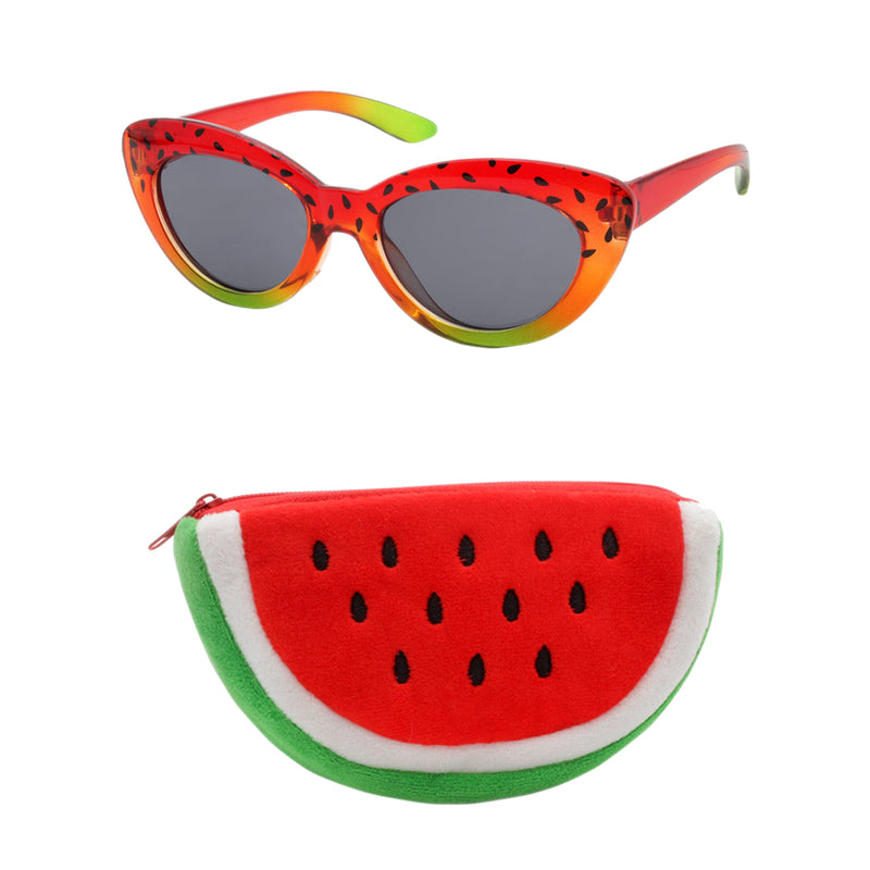 Watermelon Color Sunglasses with Watermelon Zipper Case